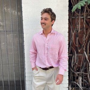 Façonnable Plaid checkered Oxford Shirt Mens Large / basically new / neck 15.5 R